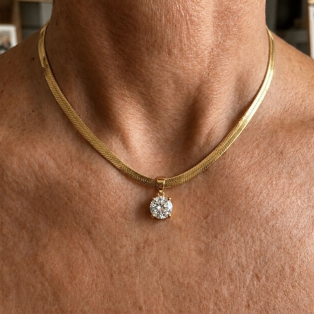 Elegante Strass-Anhänger Goldkette