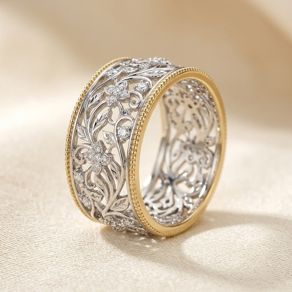 Eleganter Ring aus Silber und Gold