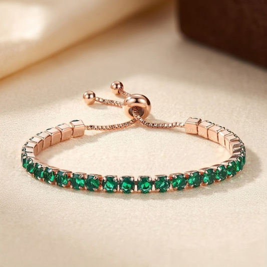 Verstellbares Tennisarmband mit Smaragd in Gold