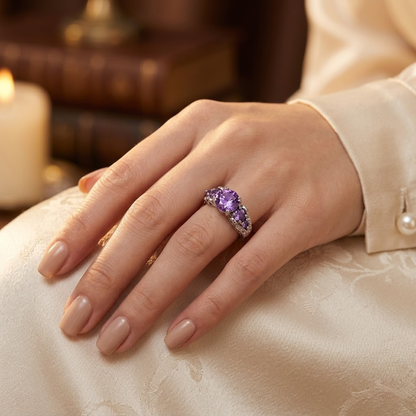 Vintage-Amethystring in Silber