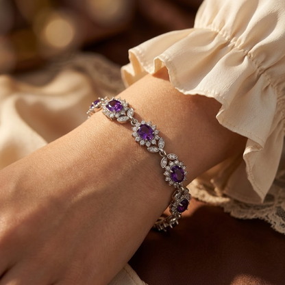 Bloem Armband Amethyst in Silber