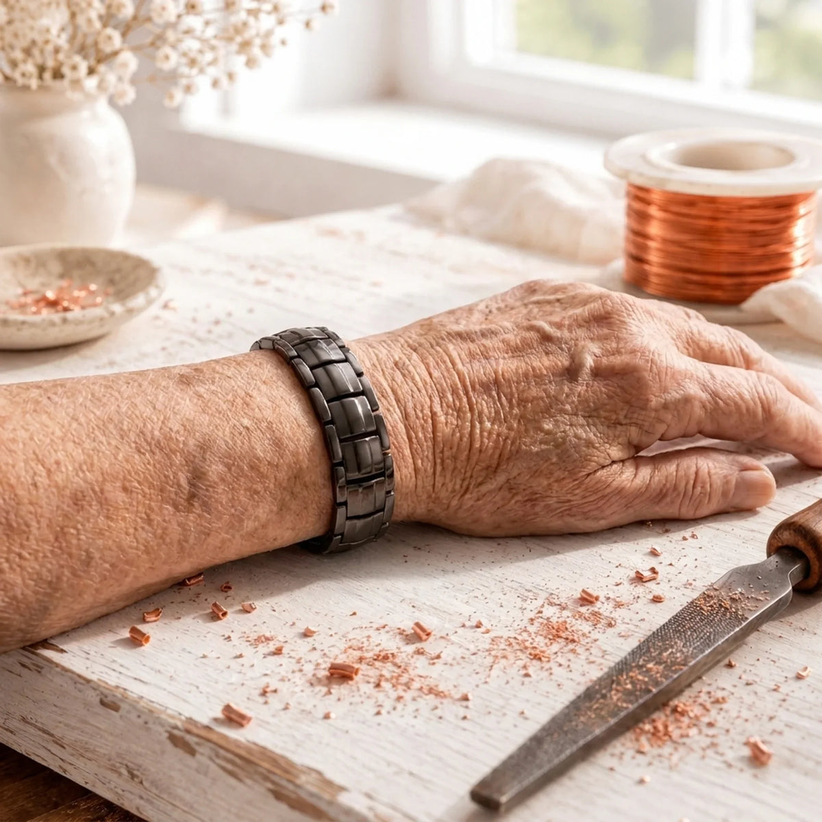 Obsidian-Armband für Herren in Kupfer