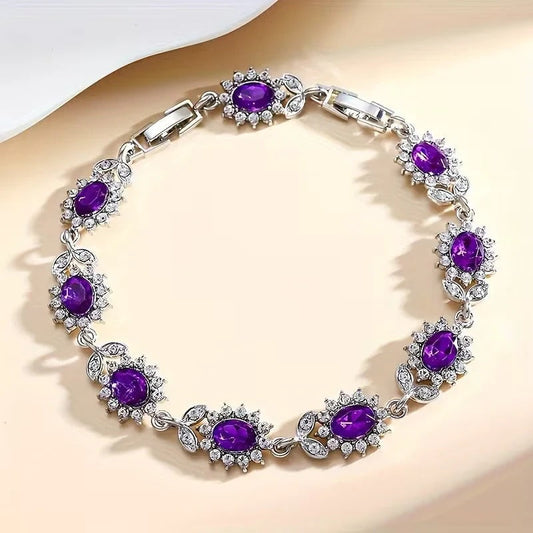 Bloem Armband Amethyst in Silber