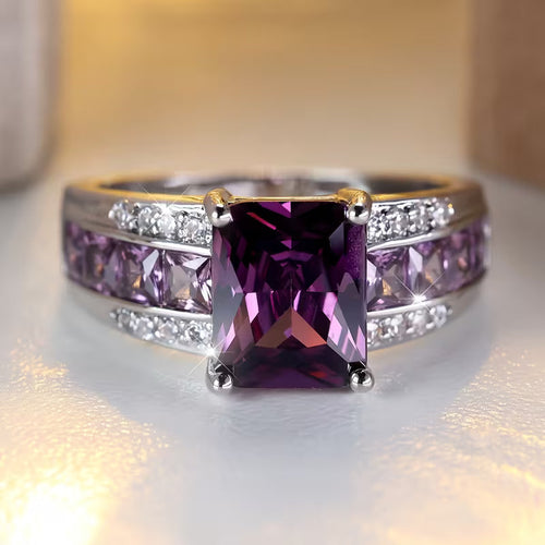 Amethystring mit Kanalfassung in Silber
