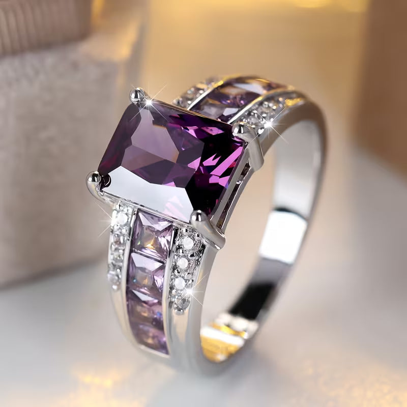 Amethystring mit Kanalfassung in Silber