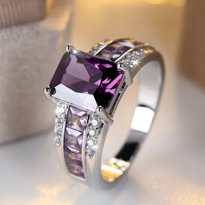 Amethystring mit Kanalfassung in Silber
