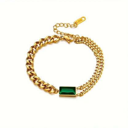 Goldenes Armband mit Smaragd-Barrette